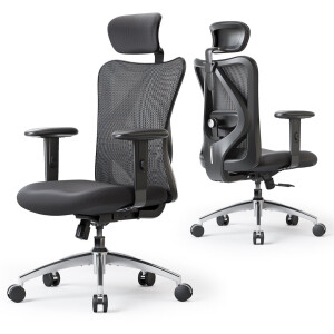 SIHOO M18 Ergonomische Bureaustoel - Ademend Mesh - Verstelbare Hoofd&Lendensteun - Bureaustoelen voor Volwassenen tot 150kg - Kantoor/Thuis/Gaming - Zwart