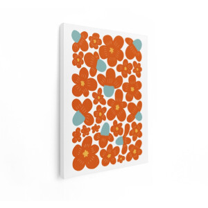 Artaza Canvas Schilderij Bloemenpatroon - 30x40 cm - Wanddecoratie Vintage - Muurdecoratie Boho - Schilderijen Op Canvas Oranje