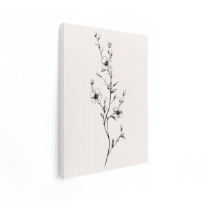 Artaza Canvas Schilderij Bloementak - 90x120 cm - Wanddecoratie Zwart Wit - Muurdecoratie Japandi - Decoratie Bloemen Woonkamer