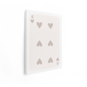 Artaza Canvas Schilderij Kaartspel Zes Harten met een Minimalistisch Ontwerp - 60x80 cm - Wanddecoratie Woonkamer - Schilderijen - Muurdecoratie