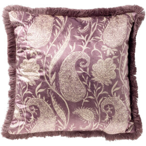 Dutch Decor RAVIE - sierkussen 45x45 cm - paisley - fringe - Dusky Orchid - paars - Inclusief binnenkussen - Luxe kussens voor woonkamer & bank