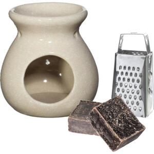Ideas4seasons Amberblokjes/geurblokjes cadeauset - ylang ylang - inclusief geurbrander en mini rasp