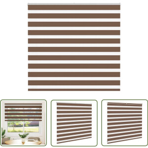 vidaXL Zebra rolgordijn 155x100 cm bruin polyester Zebra Gordijn - Rolgordijn - Kamer Decoratie - Raamdecoratie - Privacy Gordijn