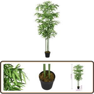 vidaXL Kunstplant Bamboe - 240 bladeren - 80 cm - Groen Kunstplant - Bamboe Plant - Kamerplant - Interieurdecoratie - Groene Planten