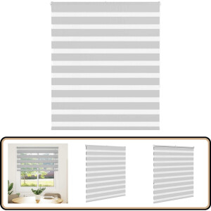 vidaXL Zebra Rolgordijn 125x150 cm - Lichtgrijs Zebra Gordijn - Rolgordijn - Licht Grijs - Raamdecoratie - Privacy