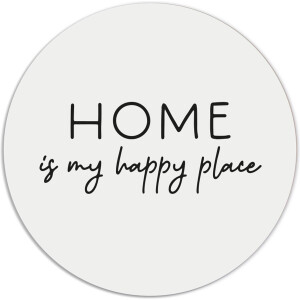 Label2X - Muurcirkel home is my happy place - Ø 120 cm - Forex - Multicolor - Wandcirkel - Rond Schilderij - Muurdecoratie Cirkel - Wandecoratie rond - Decoratie voor woonkamer of slaapkamer