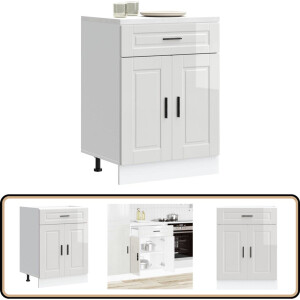 vidaXL Keuken Onderkast - Porto - Hoogglans Wit Keukenonderkast - Houten Keukenkasten - Witte Keukenkasten - Kookeilandkasten - Opslagoplossing Keuken