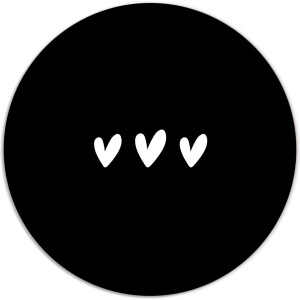 Label2X - Muurcirkel drie hartjes zwart - Ø 40 cm - Dibond - Multicolor - Wandcirkel - Rond Schilderij - Muurdecoratie Cirkel - Wandecoratie rond - Decoratie voor woonkamer of slaapkamer