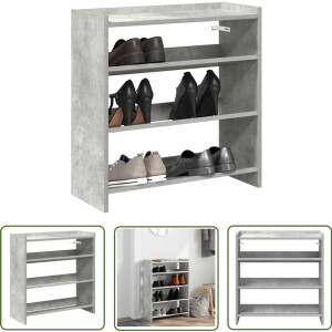 vidaXL Houten Schoenenkast - Schoenenrek - Schoenenrek 60x25x62 cm bewerkt hout betongrijs - Entree Kast - Gang Kast - Schoenenopbergers