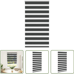 vidaXL Zonwering - Zebra Rolgordijnen - Zebra rolgordijn 90x150 cm stofbreedte 85,9 cm zwart - Privacy - Lichtregeling - Zwarte Gordijnen