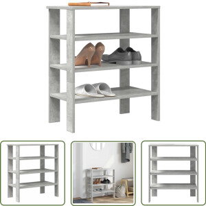vidaXL Houten Schoenenkast - Schoenenrek - Schoenenrek 61x32x70 cm bewerkt hout betongrijs - Schoenenopbergers - Entryway Furniture - Organisator