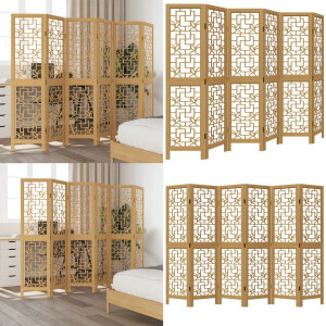 vidaXL Kamerscherm met 6 panelen massief paulowniahout bruin - Kamerscherm - Kamerschermen - Privacy Scherm - Privacyscherm