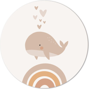 Label2X - Muurcirkel kids walvisje - 100 cm - Forex - Multicolor - Wandcirkel - Rond Schilderij - Muurdecoratie Cirkel - Wandecoratie rond - Decoratie voor woonkamer of slaapkamer