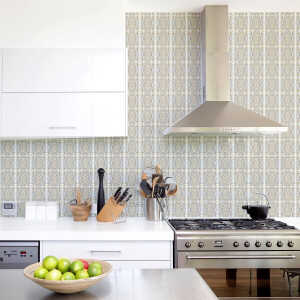 Zelfklevende tegelmuurstickers voor keuken en badkamer - 30 grijze en gouden tegelstickers met marmerlook - 30 stickers van 15x15 cm