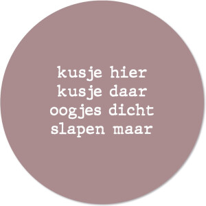 Label2X - Muurcirkel kids kusje hier zachtroze - 40 cm - Dibond - Multicolor - Wandcirkel - Rond Schilderij - Muurdecoratie Cirkel - Wandecoratie rond - Decoratie voor woonkamer of slaapkamer