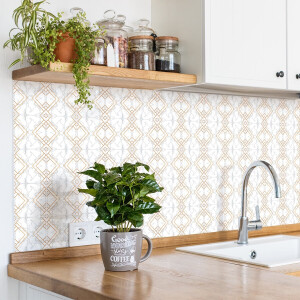 Zelfklevende tegelmuurstickers voor keuken en badkamer - 24 tegelstickers met marmer- en goudeffect - 24 stickers van 20x20 cm
