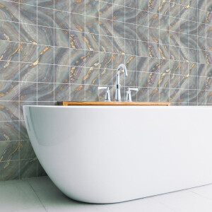 Tegelstickers voor de muur in keuken en badkamer - 30 grijze marmer-cementtegelstickers van Los Gigantes - 30 stickers van 15x15 cm