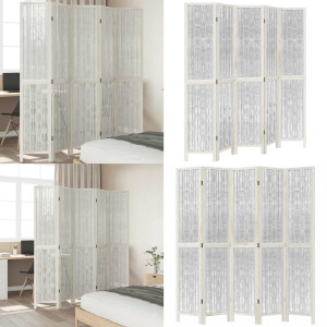 vidaXL Kamerscherm met 5 panelen massief paulowniahout wit - Kamerscherm - Kamerschermen - Privacy Scherm - Privacyscherm