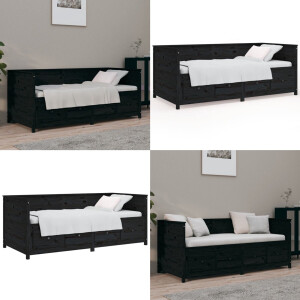 vidaXL Slaapbank 75x190 cm massief grenenhout zwart - Slaapbank - Slaapbanken - Bedbank - Bed