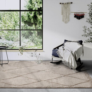 Flycarpets Gallery Perrotin - Scandinavisch Vloerkleed Beige - 80x120 cm - Hoogpolig Tapijt