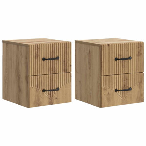 vidaXL - Muurbevestigde - Nachttafel - 2 - st - Artisanaal - eiken