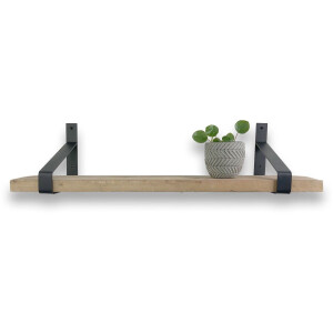 Steigerhouten wandplank 80 x 20 cm inclusief metalen plankdragers - Plankjes aan muur - Wandplank industrieel - Fotoplank