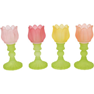 Countryfield theelichthouder tulp decoratie 17cm multicolor cadeau.