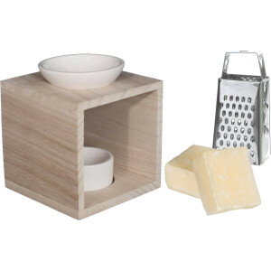 Ideas4seasons Amberblokjes/geurblokjes cadeauset - amber geur - inclusief geurbrander en mini rasp