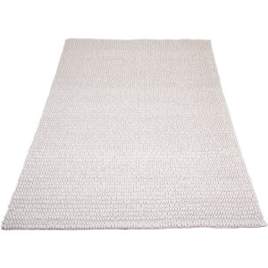 Vloerkleed Nieuw Zeeland Wit 240 x 340 cm - Wollen Design Vloerkleed met Stone Structuur in Scandinavische / Japandi Stijl