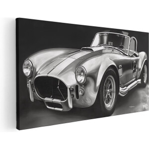 Artaza Canvas Schilderij Auto - 80x40 cm - Wanddecoratie Auto - Muurdecoratie Woonkamer - Kamer Accessoires Mancave - Zwart Wit