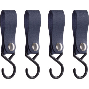 QUVIO Ophanghaak met leren bandje - Kledinghaken - Kledinghangers - Opbergen - Haken - Keukenhaken - Kunststof - Leer - Ophanghaken - Set van 4 - Blauw