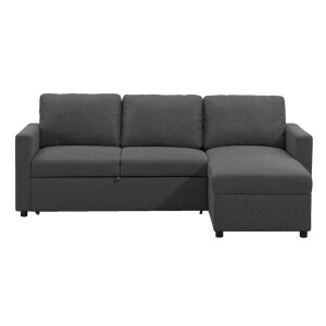 Leen Bakker - Slaapbank Turijn Met Opbergruimte - Antraciet - 82x215x145 Cm - Stof - Grijs