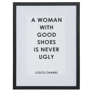 Leonique Wanddecoratie Zitat Coco Chanel HD premium posterdruk incl. houten lijst