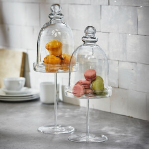 Glazen stolp set van 2 Hibous