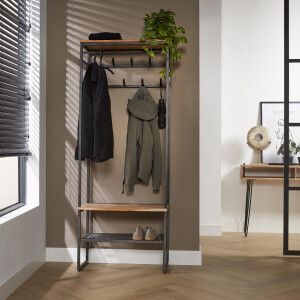 LifestyleFurn Staande Kapstok 'Kelsie' 182 x 70cm, acaciahout