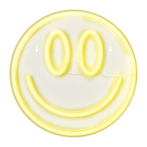 Neon LED lamp smiley - geel - ø33x2 cm
