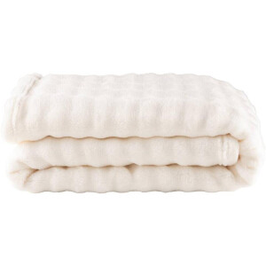 1+1 Gratis Leen Bakker - Plaid Brylin - Off-white - 130x170 Cm - Polyester - Wit