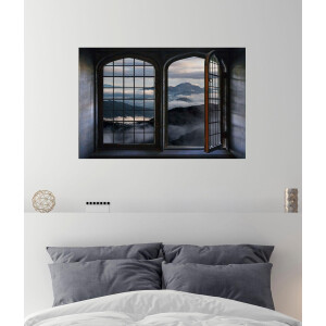 queence Wandfolie Wolkendek Muursticker, muurdecoratie, zelfklevend, 3D, raam