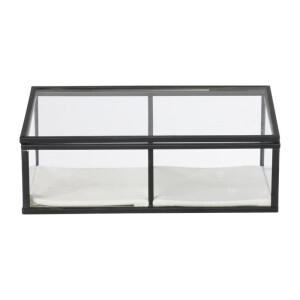 Sieradendoos met 2 vakken - zwart - 18x9.5x7 cm