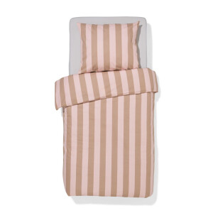 HEMA HEMA Dekbedovertrek 140x200/220cm Zacht Katoen Strepen Roze (lichtroze)