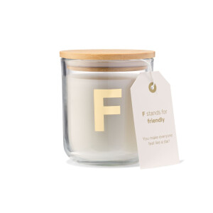 HEMA HEMA Kaars In Glas Ø8x10cm Letter F