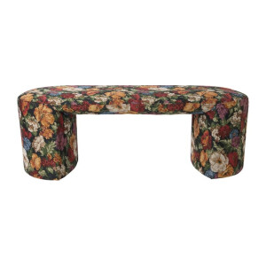 Bankje bouquet - rood/paars/zwart - 44x120x45 cm