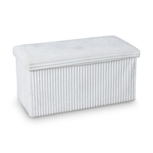Opbergbox teddy rib rechthoekig - wit - 38x76x38 cm