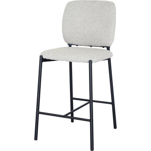 Barkruk Killian Beige - Metaal - Stof - Set van 2 - Geschikt voor kookeiland - Met rugleuning - Zithoogte 66 cm - Zitdiepte 44 cm