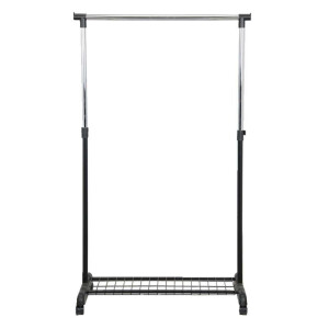 Leen Bakker - Kledingrek Op Wieltjes - /chroom - Enkel Rek - Metaal - Zwart - 43x83x168 Cm