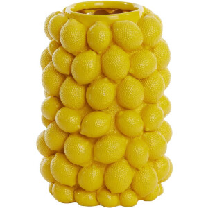 Light & Living Vaas Lemon - Geel - 23.5x23.5x33cm - Kunststof - Modern - Bloemenvaas - Woondecoratie - Decoratieve vaas voor woonkamer of slaapkamer - Moederdag - Moederdag cadeautje - Moederdag cadeau voor mama