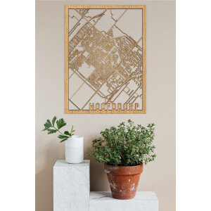 Houten Stadskaart Hoofddorp Eikenhout 30x40cm Wanddecoratie Voor Aan De Muur City Shapes