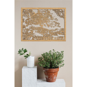 Houten Stadskaart Stockholm Eikenhout 100x75cm Wanddecoratie Voor Aan De Muur City Shapes