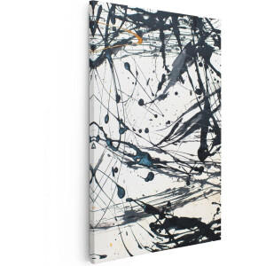 Artaza Canvas Schilderij Abstracte Kunst van Zwarte Verf - 60x90 - Foto Op Canvas - Canvas Print