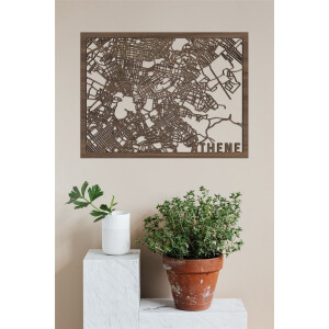 Houten Stadskaart Athene Notenhout 100x75cm Wanddecoratie Voor Aan De Muur City Shapes